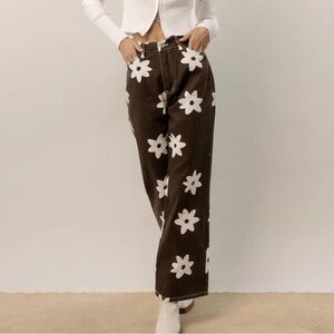 Pacsun Floral Brown 90’s BF Carpenter Jeans
